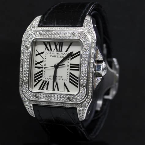 cartier santos 100 con brillanti|cartier santos 100 watch.